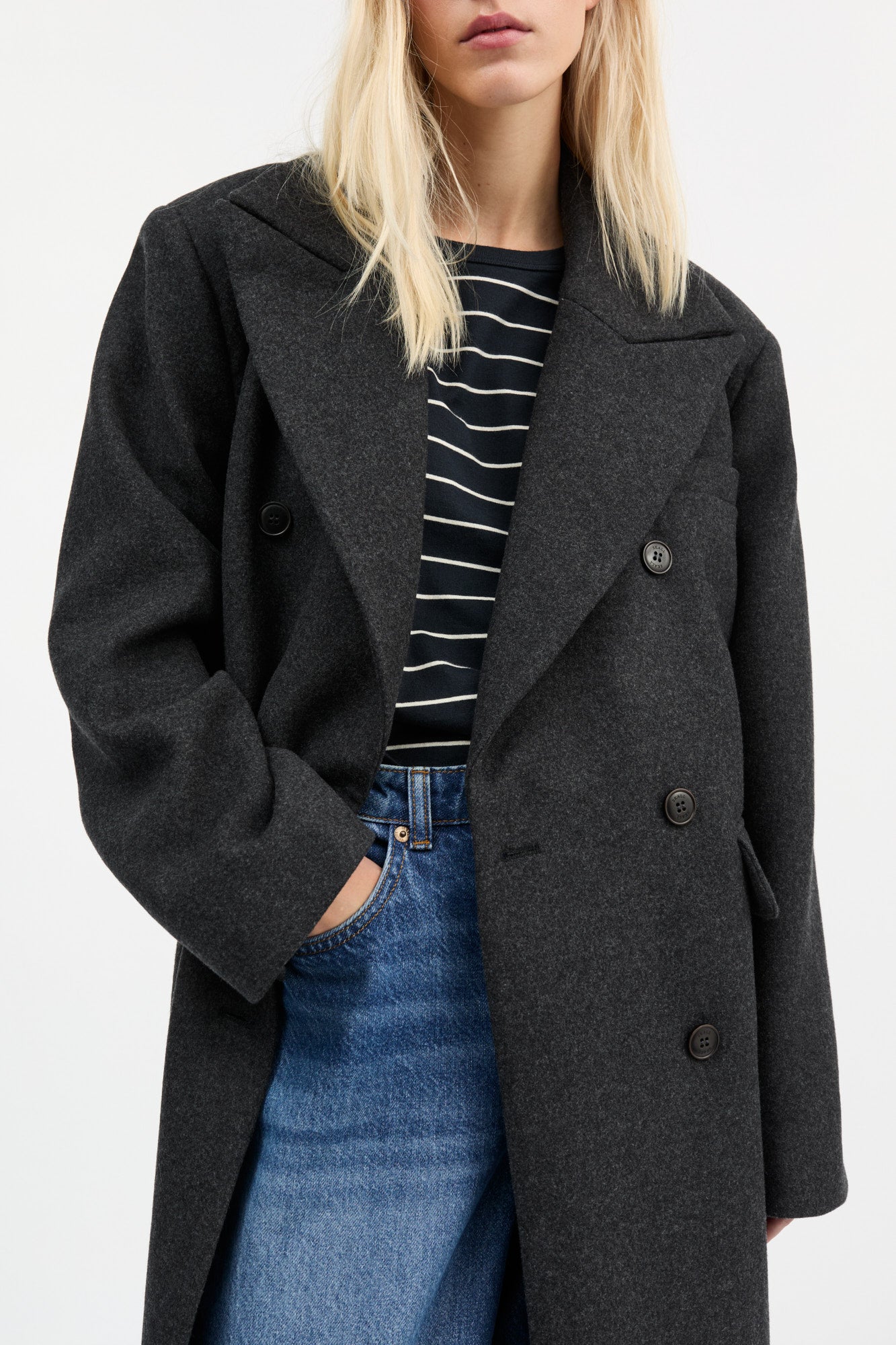 Skall Studio David coat Coat Dark Grey Melange